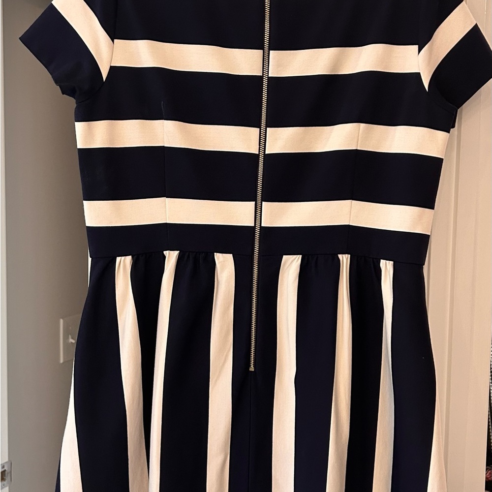 Eliza J Navy and White Striped Fit & Flare Dress - Picture 6 of 7